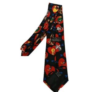 Looney Tunes Mania Vintage 1994 Necktie Tie Retro Taz Tweety Bugs Bunny #1225